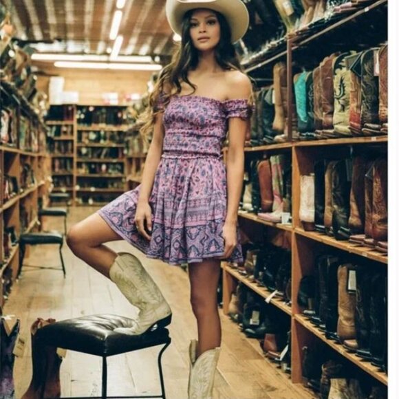 Spell Journey Ra-Ra Mini Dress in Floral Mulberry Sz S - Picture 1 of 6